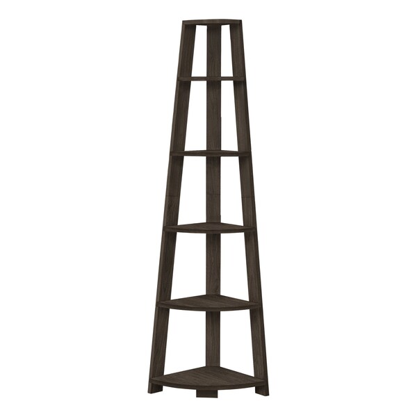 Monarch Specialties Bookshelf, Bookcase, Etagere, Corner, 5 Tier, 72 in.H, Office, Bedroom, Brown Laminate, Contemporary I 2469 - main